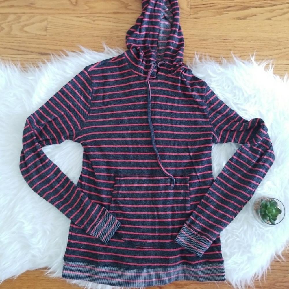 All-Son Red Stripped Knit Hoodie